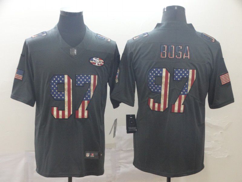Men San Francisco 49ers #97 Bosa Carbon Black Retro USA flag Nike NFL Jerseys->san francisco 49ers->NFL Jersey